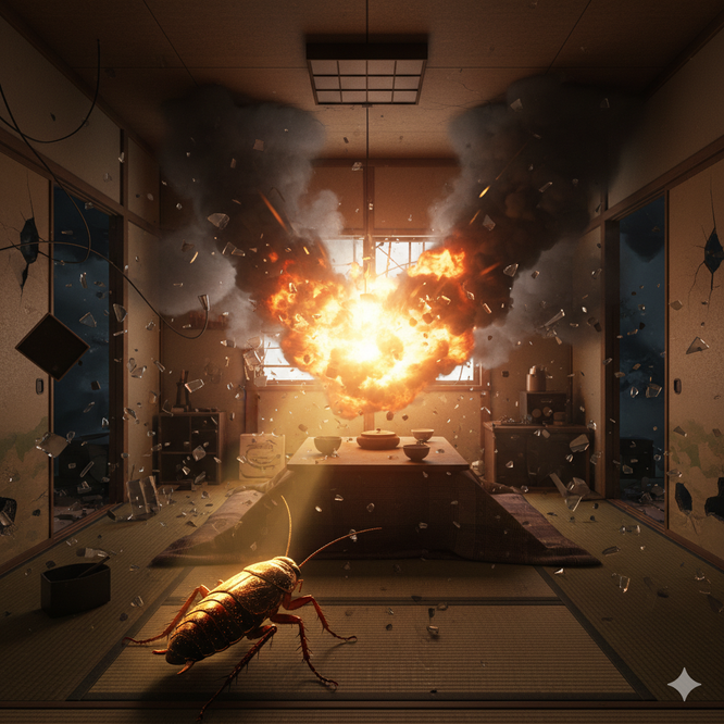 එක් කැරපොත්තෙකුව දඩයම් කිරීමට තම Apartment එකම පුපුරවා දැමූ පුද්ගලයෙක්